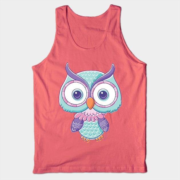 Cute Owl Cartoon Tank Top by vaughanduck